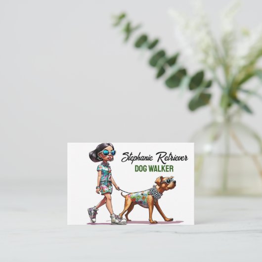 キュートガールドッグウォーカーペットシッター 名刺 (スタンド正面)