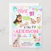 キュートガールドッグ誕生日ポーティ 招待状 (正面/裏面)