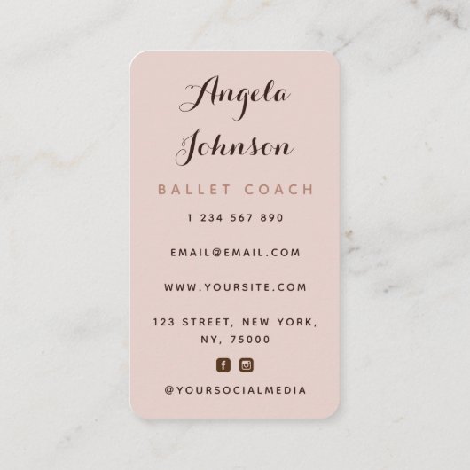 キュートガールバレリーナイラストレーション踊りスクール 名刺 (裏面)