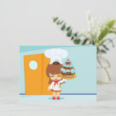 キュートガールホールディングチョコレートお誕生日ケーキ カード (スタンド正面)