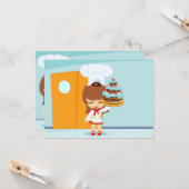 キュートガールホールディングチョコレートお誕生日ケーキ カード (正面/裏面インサイチュ)