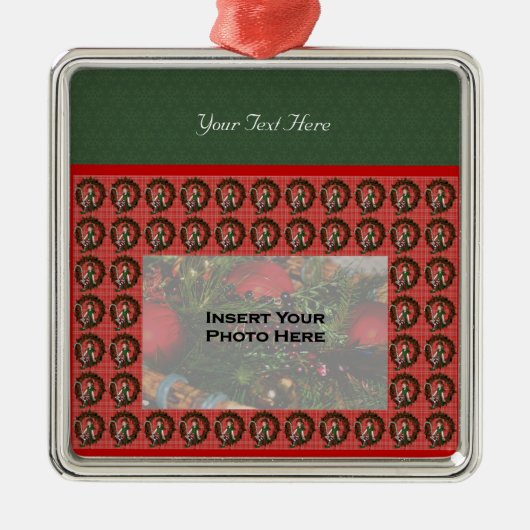 キュートガール小妖精や小人リースホリデーフォトオーナメント メタルオーナメント (正面)