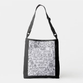 キュートキガーリーリスチャンフラワーズハート白黒 クロスボディバッグ (裏面)