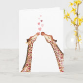 キュートキスをするギラッフェバレンタインデーのカード カード (黄色い花)