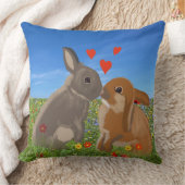 キュートキスをするバニーズバレンタイン クッション (ブランケット)