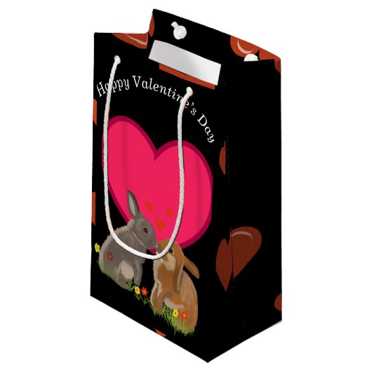 キュートキスをするバニーズバレンタイン スモールペーパーバッグ (正面アングル)