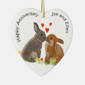 キュートキスをするブンニーズ記念ハート セラミックオーナメント (右)