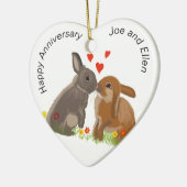 キュートキスをするブンニーズ記念ハート セラミックオーナメント (左)