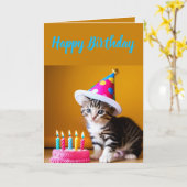 キュートキッストライプのテン誕生日 カード (黄色い花)