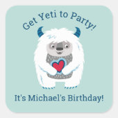 キュートキッズイェティ誕生日 スクエアシール (正面)