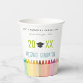 キュートキッズクレヨンおもしろいレインボープレスクール卒業 紙コップ (正面)