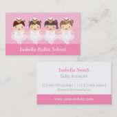 キュートキッズバレリーナバレエダンススクールインストラクター 名刺 (正面/裏面)