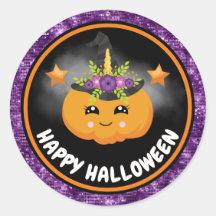 キュートキッズパンプキン&パープルグリッターハッピーハローウィン