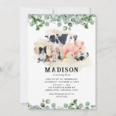 キュートキッズファームアニマルズ誕生日招待状 招待状 (正面)