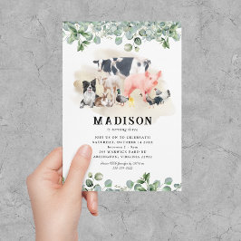 キュートキッズファームアニマルズ誕生日招待状 招待状