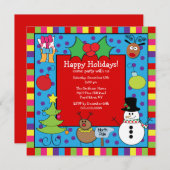 キュートキッズホリデーパーティ招待状 招待状 (正面/裏面)