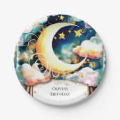 キュートキッズムーン誕生日 ペーパープレート (正面)