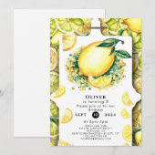 キュートキッズレモン誕生日 招待状 (正面/裏面)