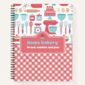 キュートキッチンテーマベーキングレッドジンガムレシピ ノートブック (正面)