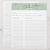 キュートキッチンモノグラムティール（緑がかった色）フローラ植物学レシピ (正面/裏面)