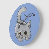 キュートキッテン名前をカスタムする&カラーウォール時計 ラージ壁時計 (傾斜)