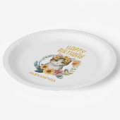 キュートキットンキャット小さな女の子ハッピーバースデー ペーパープレート (アングル)