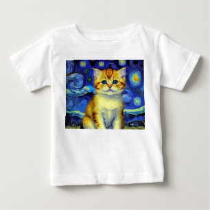 キュートキットンスターリーナイトバンゴッホ ベビーTシャツ
