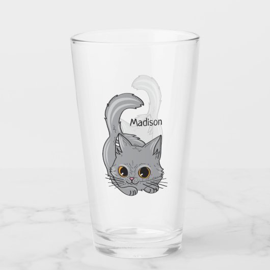 キュートキットン名前をカスタムするピントガラス タンブラーグラス (正面)