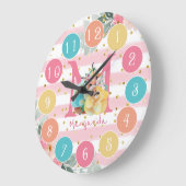 キュートキツネイラストレーションスイートモノグラム大時計 ラージ壁時計 (傾斜)