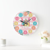 キュートキツネイラストレーションスイートモノグラム大時計 ラージ壁時計 (ホーム)