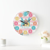 キュートキツネイラストレーションスイートモノグラム大時計 ラージ壁時計 (ホーム)