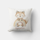 キュートキツネウィズボホレインボーウッドランド子供部屋 クッション (正面)