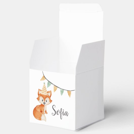 キュートキツネウッドランドパーティーハットハッピーバースデー フェイバーボックス (オープン)
