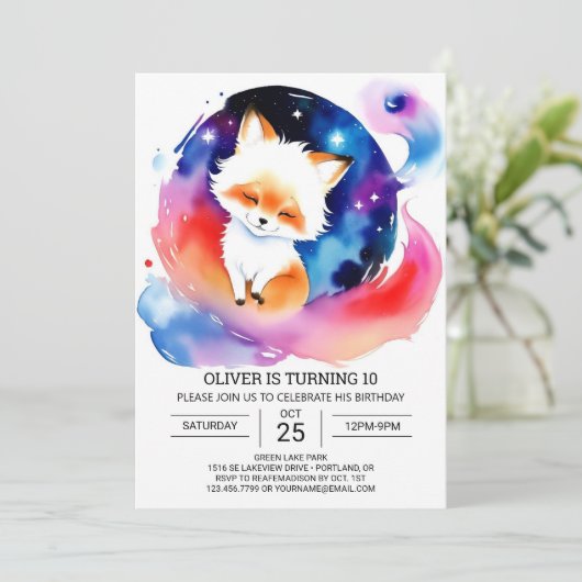 キュートキツネ子供の誕生日ブリス 招待状 (スタンド正面)