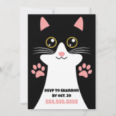 キュートキティキャットをテーマにした子供の誕生日招待状 招待状 (裏面)