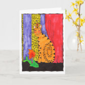 キュートキティキャットイラストレーションハッピーバースデー カード (黄色い花)