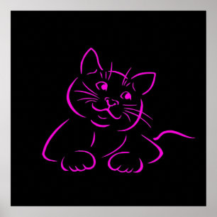 キュートキティキャットイラストレーション ポスター