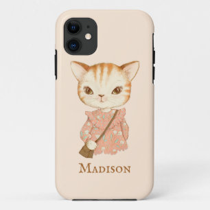 キュートキティキャットフローラヴィンテージシンプルモノグラム iPhone 11 ケース