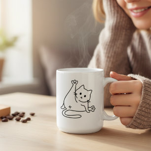 キュートキティリッキングバット面白い猫好きブラックハンド マグカップ