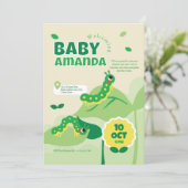 キュートキャタピラーベビーシャワー招待状 招待状 (スタンド正面)