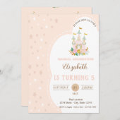 キュートキャッスルスターズ誕生日 招待状 (正面/裏面)