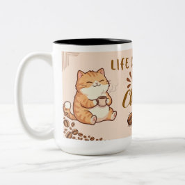 キュートキャッツ ライフイズベターアフターコーヒー ラッピングマグ ツートーンマグカップ