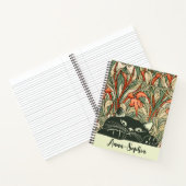 キュートキャットアールヌーボーフローラルパターン名前をカスタムする ノートブック (内部)