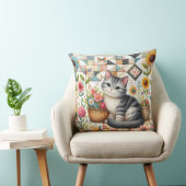 キュートキャットオンフローラキルトコテージコアアート クッション (椅子)