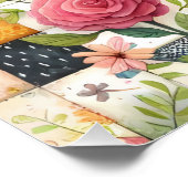 キュートキャットオンフローラキルトコテージコアアート ポスター (コーナー)