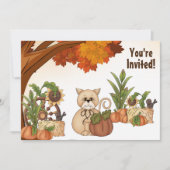 キュートキャットカボチャ秋誕生日 招待状 (正面)