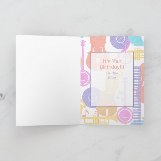 キュートキャットカートンおもしろいことわざミュージカル誕生日 カード (内部)