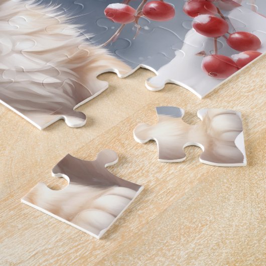 キュートキャットキットウィンタークリスマス名前をカスタムする ジグソーパズル (側面)