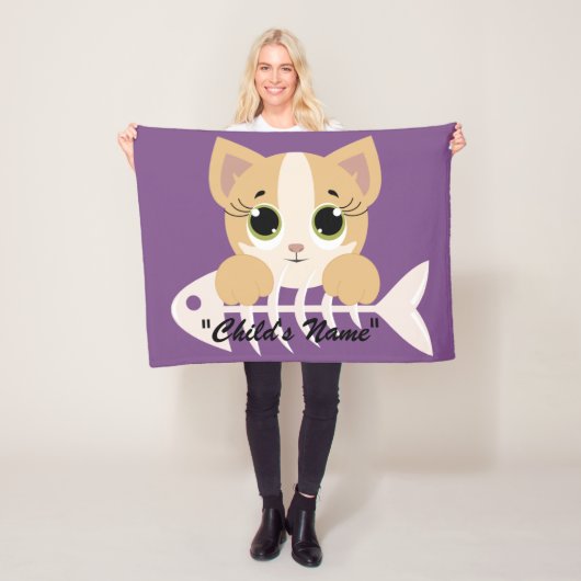 キュートキャットキットンデザインベビークリブフリースブランケット フリースブランケット (インサイチュ)