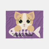 キュートキャットキットンデザインベビークリブフリースブランケット フリースブランケット (正面(横))